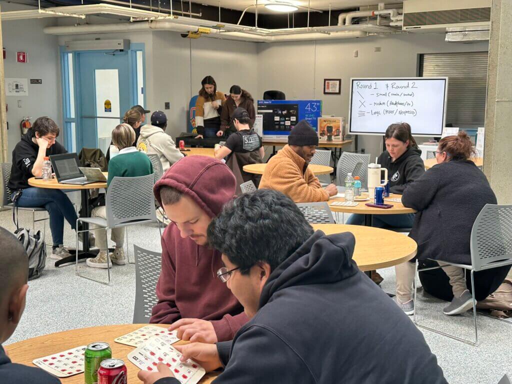 Students in Cafe playing Bingo