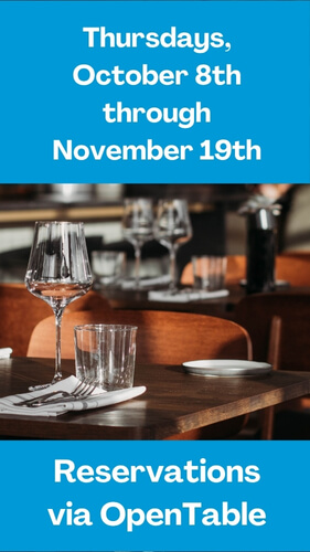 The Community Table is open Thursday, October 8th through November 19th 2026
