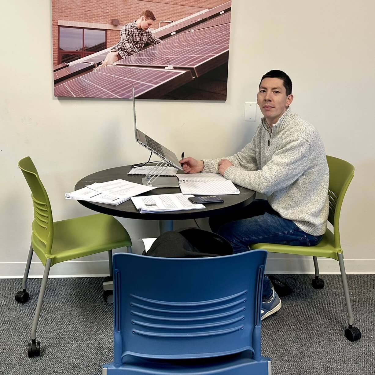 Student in library