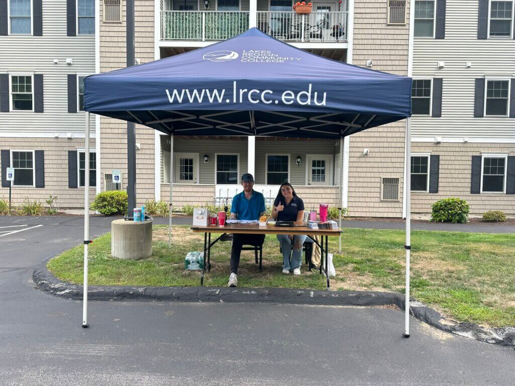 LRCC tent in front of student apartments