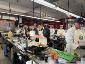 Students cooking in Big Crab Cook-off